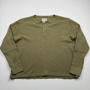 Tecovas Henley Shirt Mens Large Green Waffle Knit Thermal Long Sleeve